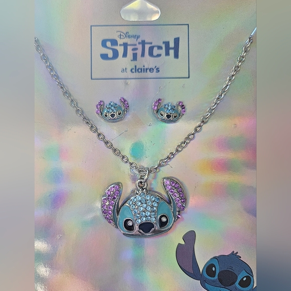 2 Pc Claire's Disney Stitch Bling Necklace & Earrings Jewelry Set - Picture 4 of 8